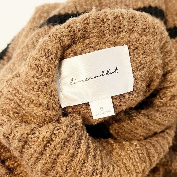 Line and Dot Veronica Turtleneck Striped Pullover Sweater Brown Black Small - Picture 3 of 5